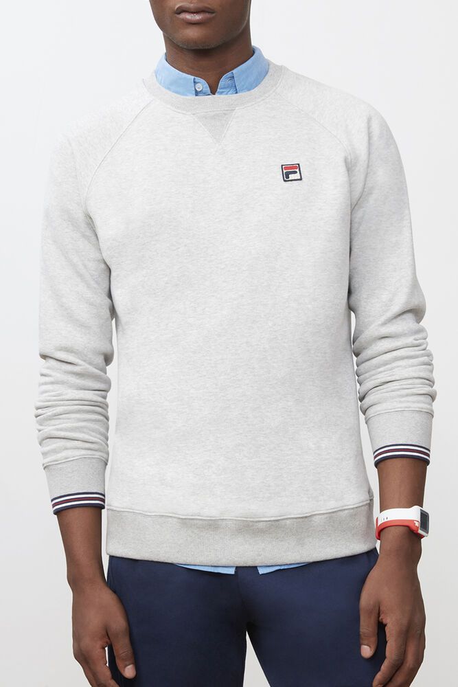 Fila Pozzi Crew Sweatshirt Grey - Mens - 07425KUCD